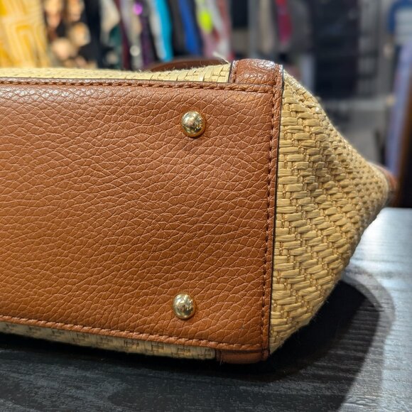 Lauren Ralph Lauren Basket Weave Satchel Bag - Picture 7 of 10